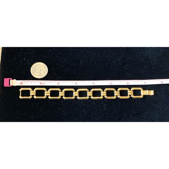 Vintage Monet Gold-Tone Geometric Link Bracelet 1970s Bold Statement - Picture 10 of 10